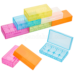 Plastic Battery Storage Box, Rectangle, Mixed Color, 4.25x7.7x2.1cm, Inner Size: 3.75x7.3cm,  6 colors, 4pcs/color, 24pcs/set