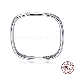 925 квадратное кольцо из серебра с родиевым покрытием, модные тонкие кольца, микропейв прозрачный кубический цирконий, платина, внутренний диаметр: 16.5 мм