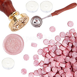 CRASPIRE Wax Seal Kit, Vintage Wax Seal Stamp Set with 200 Pieces Sealing Wax Beads, Melting Spoon, 3 Pieces White Candles for Stamps Envelope Postcard Label Party Invitation (Cherry Blossoms)