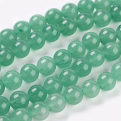 Chapelets de perles en aventurine vert naturel, ronde, vert clair, 10mm, Trou: 1mm, Environ 19 pcs/chapelet, 7.8 pouce