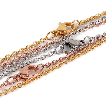 Création de collier avec chaînes de câble en 304 acier inoxydable, avec fermoir pince de homard, couleur mixte, 17.7 pouce (45 cm), fermoirs: 7x10 mm