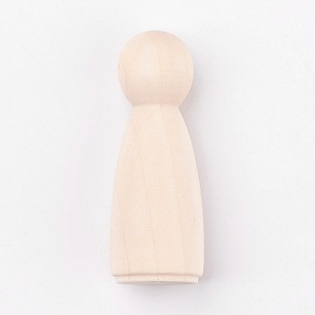 Unvollendete weibliche Holzpuppen-Menschenkörper, für Kinder malen, diy handwerk, solide, hart, antik weiß, 66.5x24.5 mm