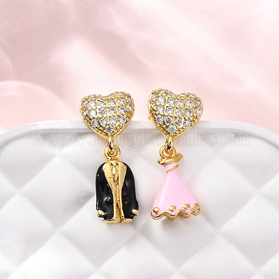 Серьги-гвоздики с цирконом из латуни EJEW-D322-03G-01-1