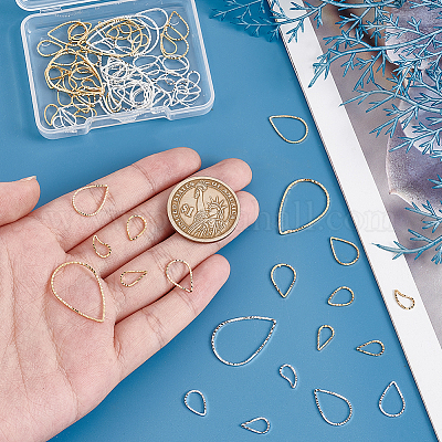 90 шт. 12-х стильных каплевидных латунных соединительных колец KK-PH0009-91-1