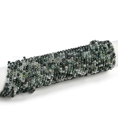 Природные моховой агат бисер нитей G-A129-3mm-01-1