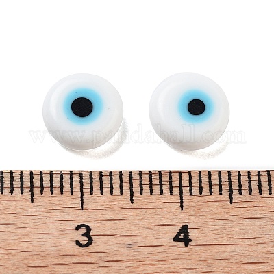 Плоская круглая бусина от сглаза лэмпворк ручной работы LAMP-L058-8MM-14A-1