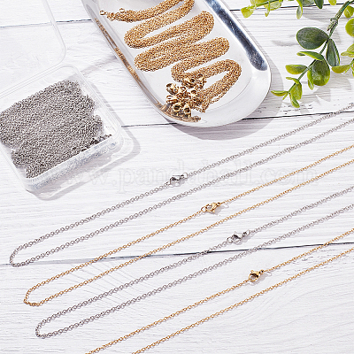 20個 2スタイル 304ステンレススチールアズキチェーンネックレスセット