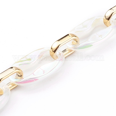透明アクリル＆ccbプラスチックリンクアズキチェーン  クイックリンクチェーン  クリアAB  34.5x21x5.5mmと19x12x4.5mm  約39.37インチ（1m）/連&nbsp;AJEW-JB00911-01-1