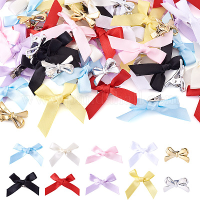 50 шт. 10-х цветные заколки-банты из полиэстера и сплава кожи аллигатора PHAR-TA0001-16-1