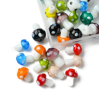 10 цвет грибов бусины лэмпворк ручной работы LAMP-FS0001-15-1