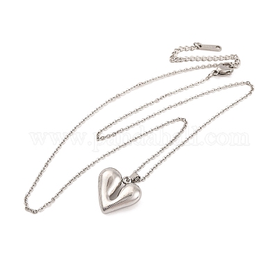 Не тускнеющие ожерелья с подвеской в форме сердца из нержавеющей стали 304 для женщин EJEW-Z044-01P-1