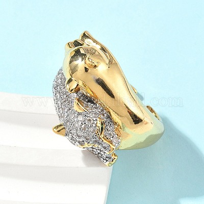 Латунные микро проложить кубического циркония кольца RJEW-D307-04G-C-1