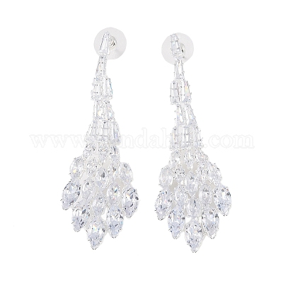 Латунные микро проложить серьги стержня кубического циркония EJEW-B046-21P-1