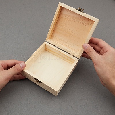 Unfinished Wooden Hinged Craft Box, 7 x 7