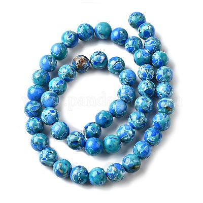 Нити окрашенных бусин из натурального магнезита G-L617-D01-8mm-07-1