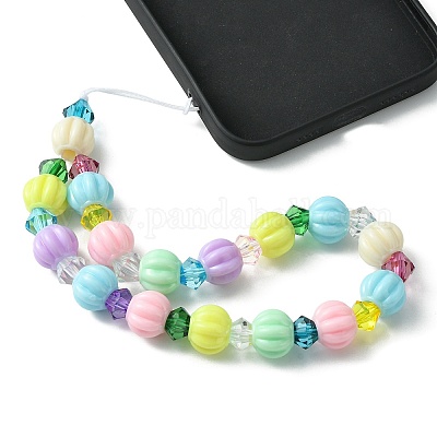 Ремни для мобильных телефонов с акриловыми бусинами в форме тыквы HJEW-JM01248-1