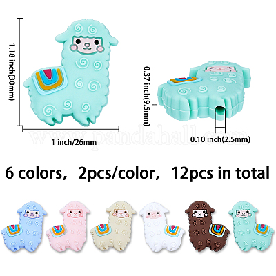 12шт 6 цвета силиконовые бусины FIND-CA0005-51-1