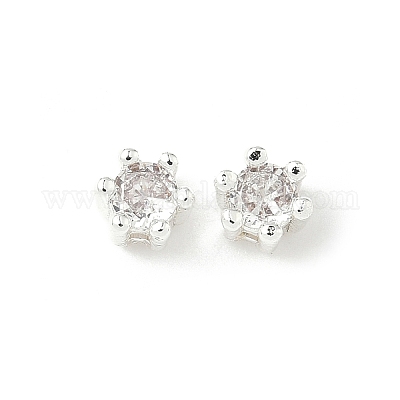 Латунные микро проложить кубического циркония бусы KK-D386-09S-03-1