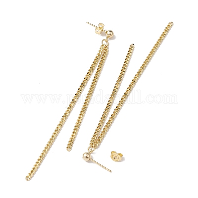 Женские серьги-подвески из латуни с кисточками и цепочкой EJEW-JE05744-01-1