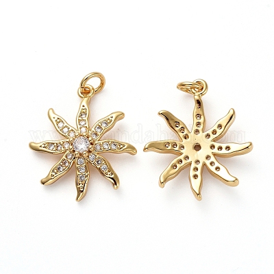 Латунные микропаве прозрачные подвески с фианитом KK-I658-38G-1