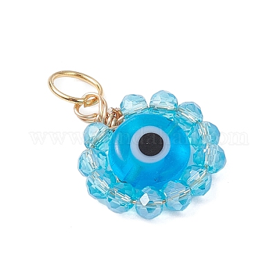 7 шт. подвески из стеклянных бусин ручной работы в технике лэмпворк 7 цветов PALLOY-JF04515-1