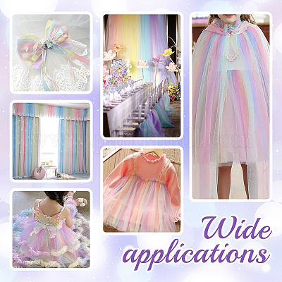 Сетчатая ткань из полиэстера радужного цвета DIY-WH0496-43A-1