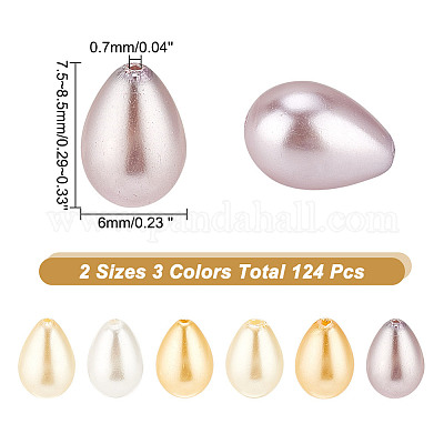 124 шт. 6 вида стеклянных бусин с имитацией жемчуга GLAA-AR0001-65-1