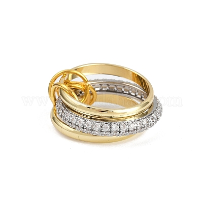Латунные микро проложить пальцев кольца кубического циркония RJEW-D325-01PG-06-1