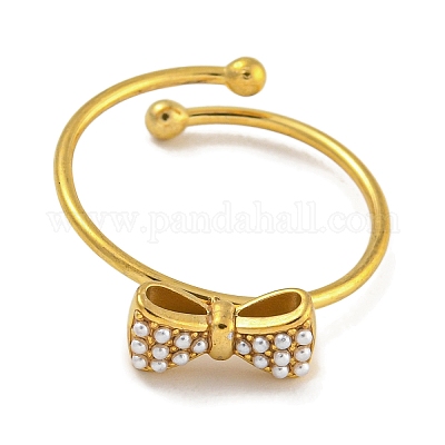 Регулируемое кольцо-бантик из нержавеющей стали 304 для женщин RJEW-U015-08G-1