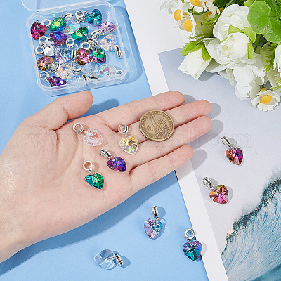 27 шт. 9 стиля стеклянные европейские подвески-шармы цвета AB PALLOY-AR00048-1