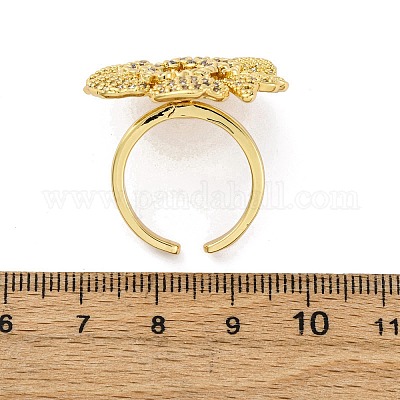 Латунные кольца-манжеты с микропаве и прозрачным цирконием для женщин RJEW-H248-04G-1