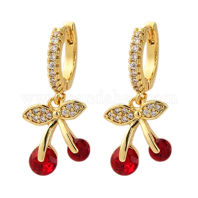 Латунные микро проложить серьги обруча кубического циркония EJEW-D322-11G-02-1