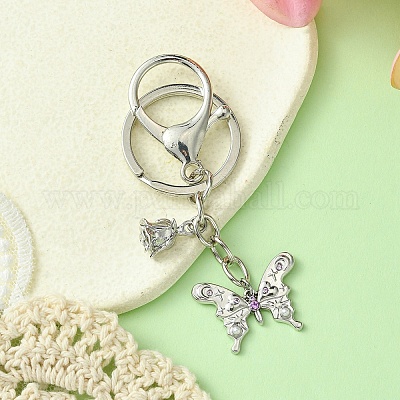 Брелок из сплава стразов и АБС-пластика с жемчугом KEYC-YW00028-02-1