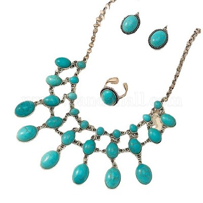 Овальные подвески в стиле бохо из синтетической бирюзы FS-WG356F5-01-1