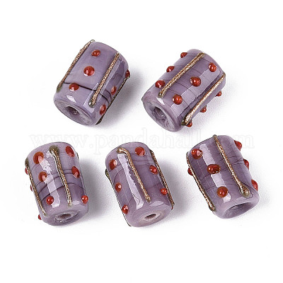 Бусины из фольгированного стекла ручной работы с золотым напылением LAMP-ZX003-12-08-1