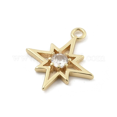 Латунные микропаве прозрачные подвески с фианитом KK-H467-03G-1