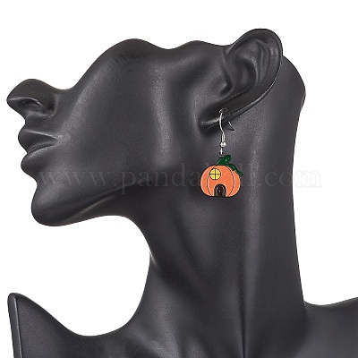 Серьги с подвесками из сплава и эмали на тему Хэллоуина EJEW-JE06477-1