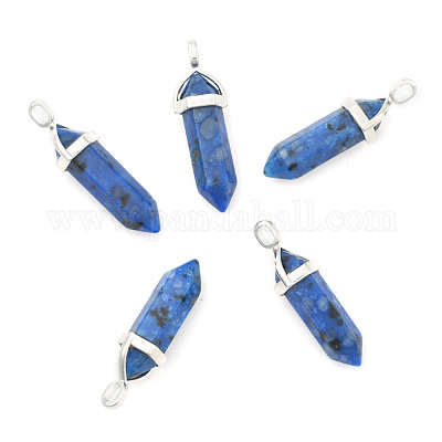 Кулоны из далматинской яшмы с двойной окантовкой и острым концом G-F295-04O-1