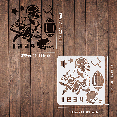 FINGERINSPIRE Helmet Stencils Template 11.8x11.8inch Plastic Football  Helmet Drawing Painting Stencils Square Reusable Stencils for Painting on  Wood