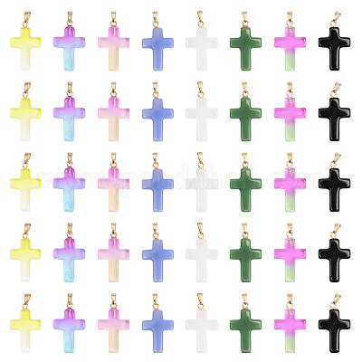 40шт 8 цвета стеклянные подвески GLAA-CA0001-53-1