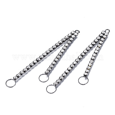 Цепочка из латуни с гальваническим покрытием и кристаллами и стразами с кольцом KK-N216-423-03B-1