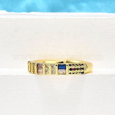 Регулируемые латунные кольца с микропаве из кубического циркония для женщин RJEW-H247-10G-1