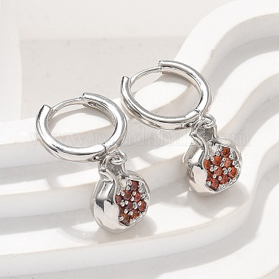 Латунные кубических серьги циркония обруч EJEW-Q015-02P-C-1