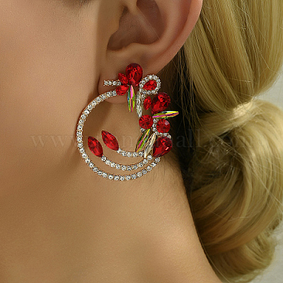 Серьги-пусеты с подвесками из золотистой латуни с микропаве из циркония ZW5903-2-1