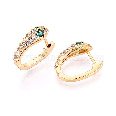 Серьги-кольца в форме змеи с микропаве из кубических цирконий из латуни EJEW-T048-32G-1