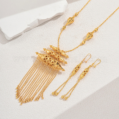 Элегантные геометрические серьги и ожерелья из латуни для женского праздника IK8887-1