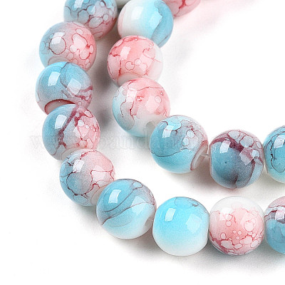 Выпечка окрашенные стеклянные бусины пряди DGLA-N003-8mm-C03-1