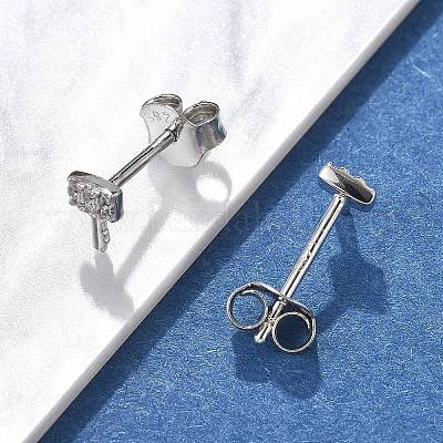 Серьги-гвоздики key s925 из стерлингового серебра с микропаве из прозрачных кубических цирконий для женщин EJEW-K307-03B-P-1