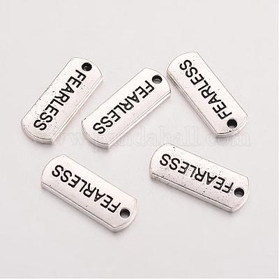 Тибетский стиль сплава прямоугольник с подвесками слов бесстрашных X-TIBEP-Q043-064-RS-1
