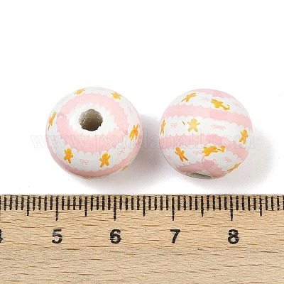 Рождественские печатные европейские бусины из дерева схима WOOD-I015-01N-1